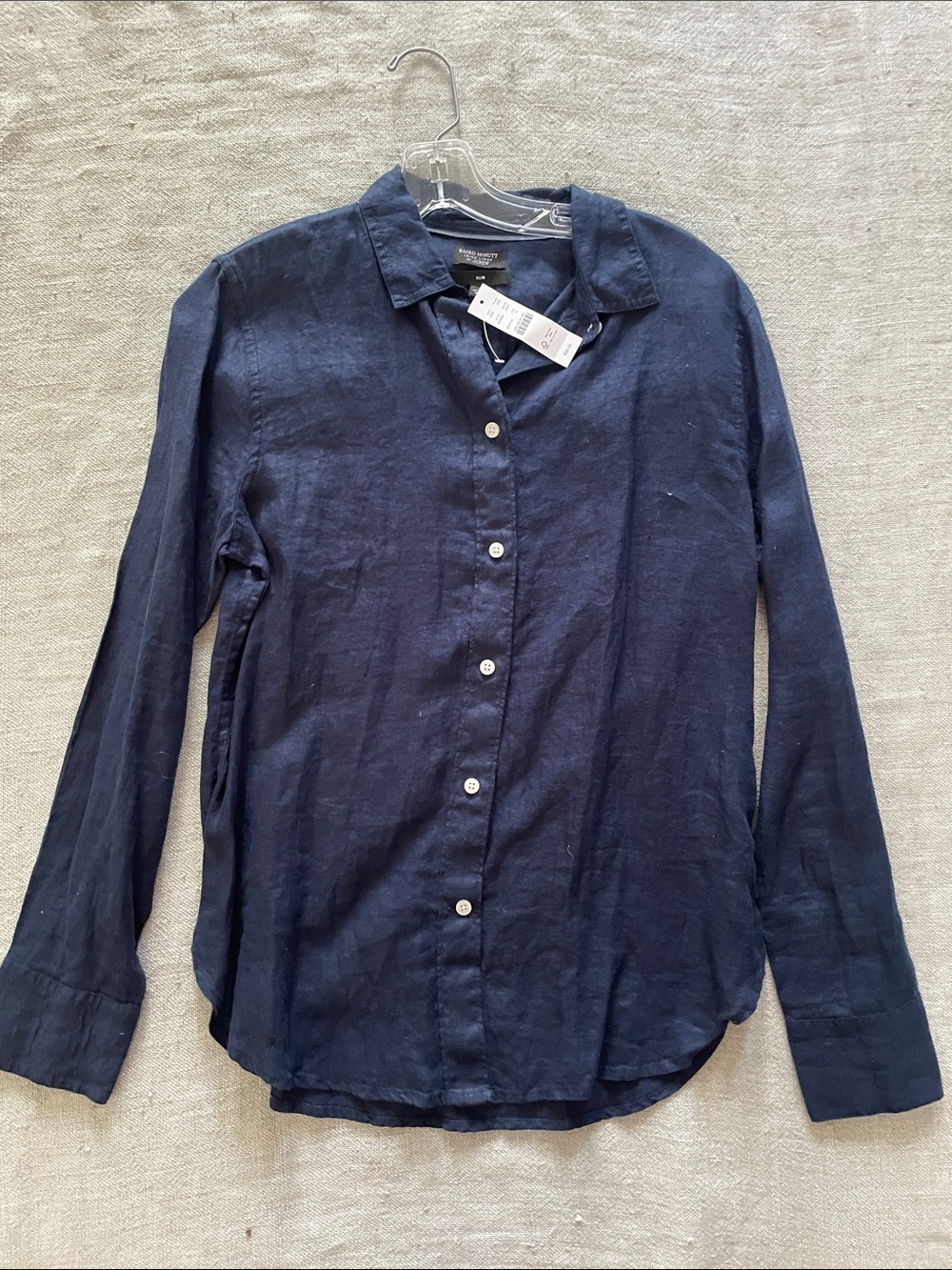 Classic Navy Linen Button-Up Shirt
